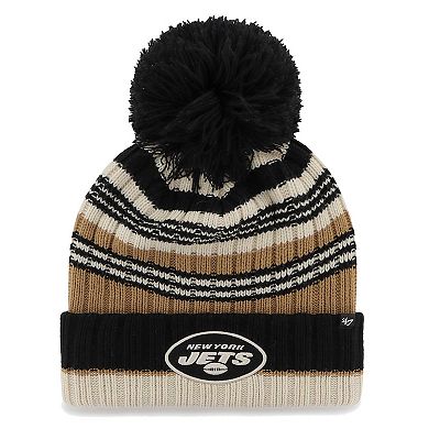 Women's '47 Natural New York Jets Barista Cuffed Knit Hat with Pom