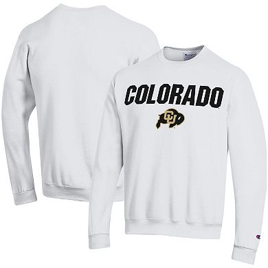 Men's Champion  White Colorado Buffaloes Straight Over Logo Powerblend Pullover Sweatshirt
