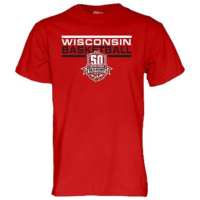 Unisex Blue 84 Red Wisconsin Badgers Women's Basketball 50 Seasons T-Shirt