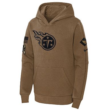 Youth Nike  Brown Tennessee Titans 2023 Salute to Service Club Fleece Pullover Hoodie