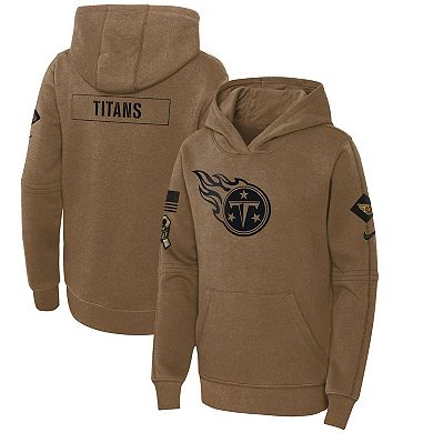 Youth Nike  Brown Tennessee Titans 2023 Salute to Service Club Fleece Pullover Hoodie