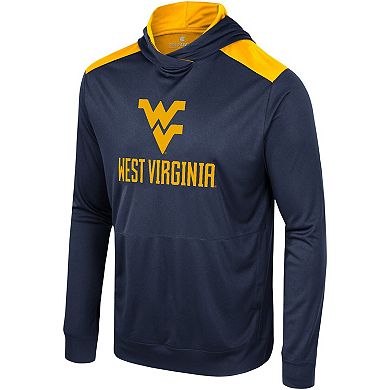 Men's Colosseum Navy West Virginia Mountaineers Warm Up Long Sleeve Hoodie T-Shirt