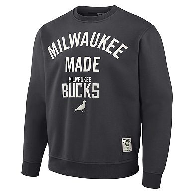 Men's NBA x Staple Anthracite Milwaukee Bucks Plush Pullover Sweatshirt