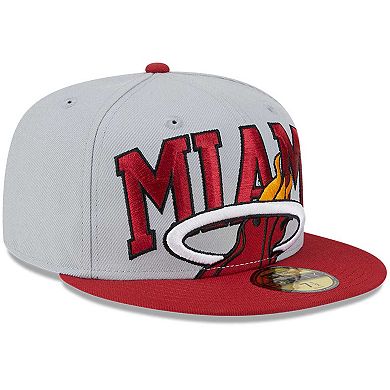 Men's New Era Gray/Red Miami Heat Tip-Off Two-Tone 59FIFTY Fitted Hat