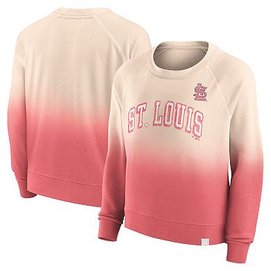 Women's Fanatics Branded Tan/Red St. Louis Cardinals Luxe Lounge Arch Raglan Pullover Sweatshirt