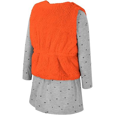 Girls Toddler Colosseum Orange Clemson Tigers Meowing Vest & Dress Set