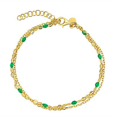 18k Gold Plated Sterling Silver Green Enamel Necklace & Bracelet Set