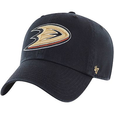 Men's '47 Black Anaheim Ducks Core Logo Clean Up Adjustable Hat