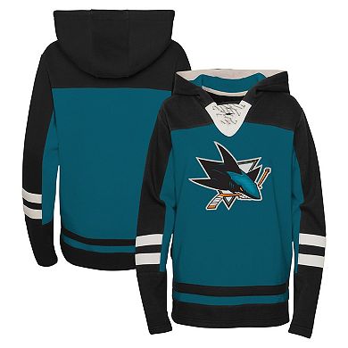 Youth Teal San Jose Sharks Ageless Revisited Lace-Up V-Neck Pullover Hoodie