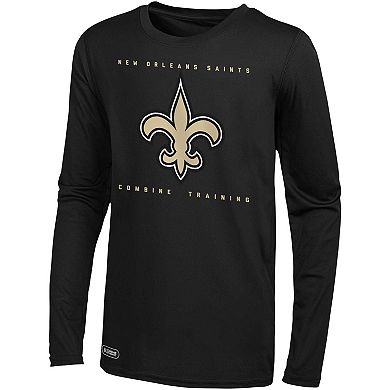 Men's Black New Orleans Saints Side Drill Long Sleeve T-Shirt