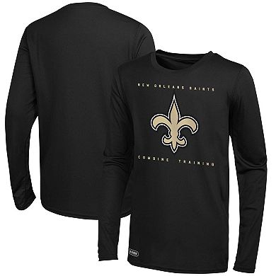 Men's Black New Orleans Saints Side Drill Long Sleeve T-Shirt