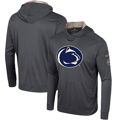 Men's Colosseum Charcoal Penn State Nittany Lions OHT Military Appreciation Long Sleeve Hoodie T-Shirt
