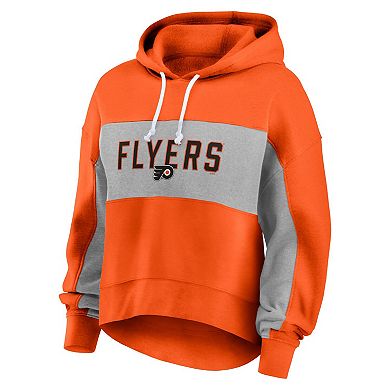 Women's Fanatics Branded Orange Philadelphia Flyers Filled Stat Sheet Pullover Hoodie