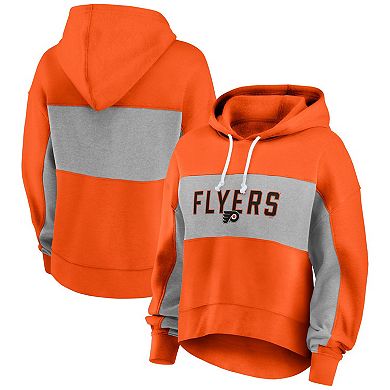 Women's Fanatics Branded Orange Philadelphia Flyers Filled Stat Sheet Pullover Hoodie