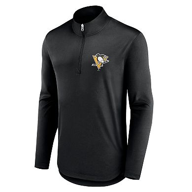 Men's Fanatics Branded Black Pittsburgh Penguins Mock Neck Quarter-Zip Top