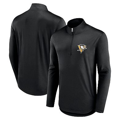 Men's Fanatics Branded Black Pittsburgh Penguins Mock Neck Quarter-Zip Top