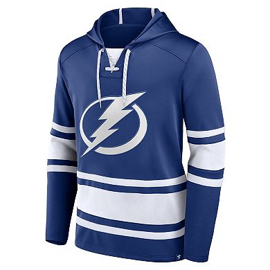 Men's Fanatics Branded Blue Tampa Bay Lightning Puck Deep Lace-Up Pullover Hoodie