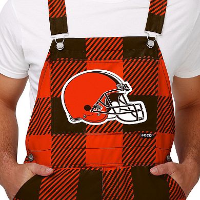 Men's FOCO  Orange Cleveland Browns Big Logo Plaid Overalls