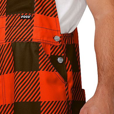 Men's FOCO  Orange Cleveland Browns Big Logo Plaid Overalls