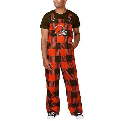 Men's FOCO  Orange Cleveland Browns Big Logo Plaid Overalls