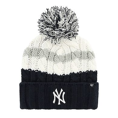 Women's '47 White/Navy New York Yankees Ashfield Cuffed Knit Hat with Pom
