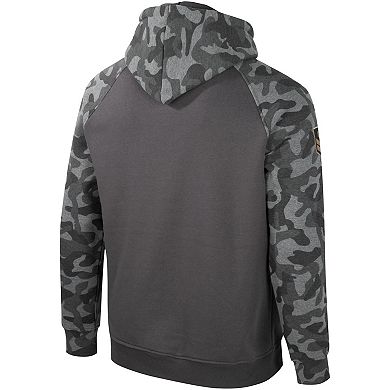 Men's Colosseum Charcoal Auburn Tigers OHT Military Appreciation Camo Raglan Pullover Hoodie