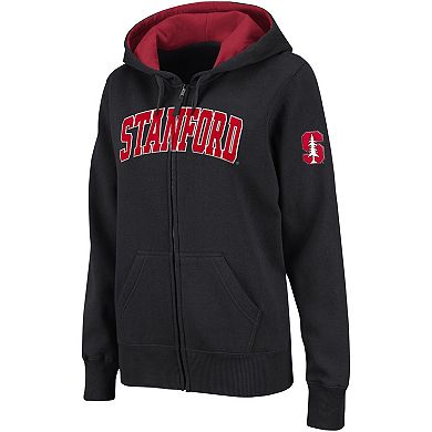 Women's Colosseum  Black Stanford Cardinal Arched Name Full-Zip Hoodie