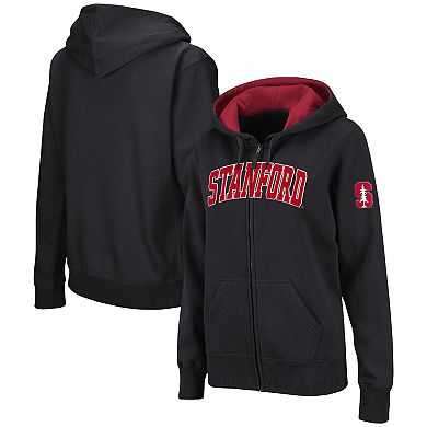 Women's Colosseum  Black Stanford Cardinal Arched Name Full-Zip Hoodie