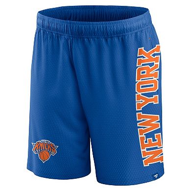 Men's Fanatics Branded Blue New York Knicks Post Up Mesh Shorts