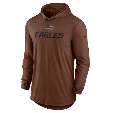 Men's Nike  Brown Philadelphia Eagles 2023 Salute To Service Lightweight Long Sleeve Hoodie T-Shirt