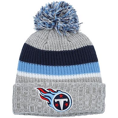 Youth New Era Heather Gray Tennessee Titans Cuffed Knit Hat with Pom