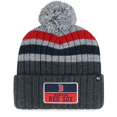 Men's '47 Gray Boston Red Sox Stack Cuffed Knit Hat with Pom