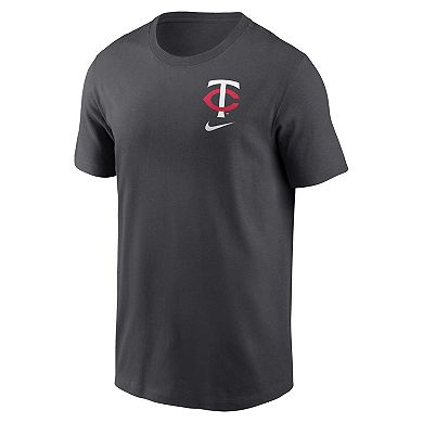 Men's Nike Charcoal Minnesota Twins Logo Sketch Bar T-Shirt