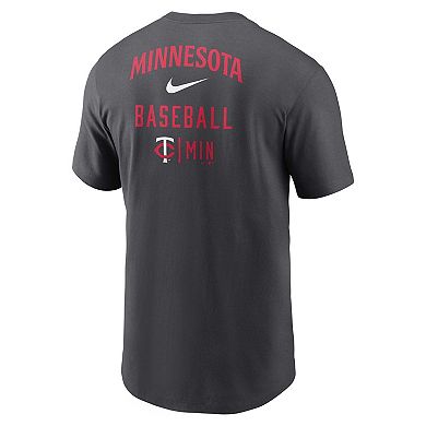Men's Nike Charcoal Minnesota Twins Logo Sketch Bar T-Shirt