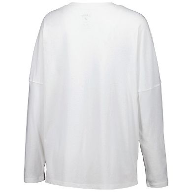 Women's League Collegiate Wear White LSU Tigers Clothesline Oversized Long Sleeve T-Shirt