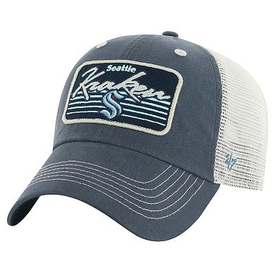 Men's '47 Deep Sea Blue Seattle Kraken Five Point Patch Clean Up Adjustable Hat