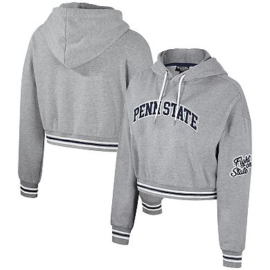 Women's The Wild Collective Heather Gray Penn State Nittany Lions Cropped Shimmer Pullover Hoodie