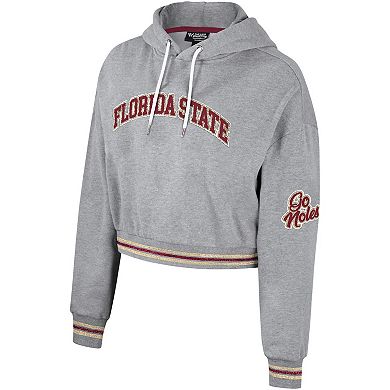 Women's The Wild Collective Heather Gray Florida State Seminoles Cropped Shimmer Pullover Hoodie