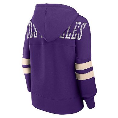 Women's Fanatics Branded Purple Los Angeles Lakers Bold Move Dolman V-Neck Pullover Hoodie