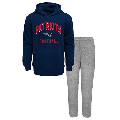 Youth Navy/Heather Gray New England Patriots Play by Play Pullover Hoodie & Pants Set