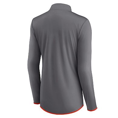 Women's Fanatics Branded  Gray Cleveland Browns Corner Long Sleeve 1/4 Zip Top