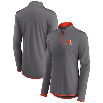 Women's Fanatics Branded  Gray Cleveland Browns Corner Long Sleeve 1/4 Zip Top