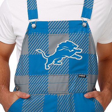 Men's FOCO  Blue Detroit Lions Big Logo Plaid Overalls