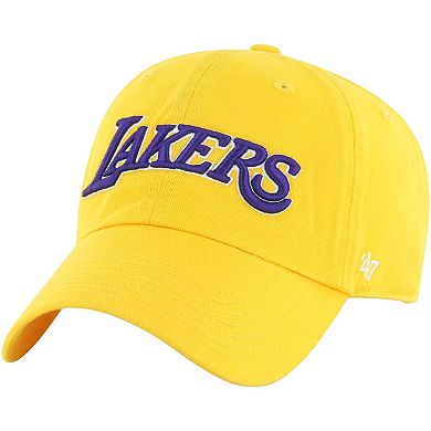 Men's '47 Gold Los Angeles Lakers Core Wordmark Clean Up Adjustable Hat