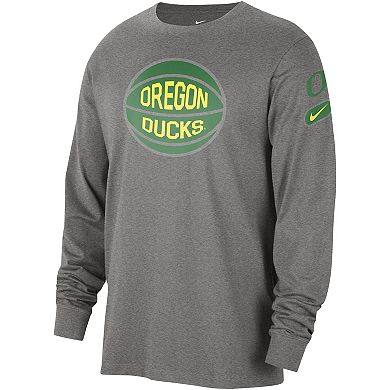 Men's Nike Heather Gray Oregon Ducks Fast Break Long Sleeve T-Shirt