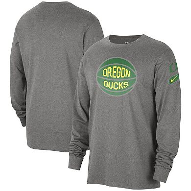 Men's Nike Heather Gray Oregon Ducks Fast Break Long Sleeve T-Shirt