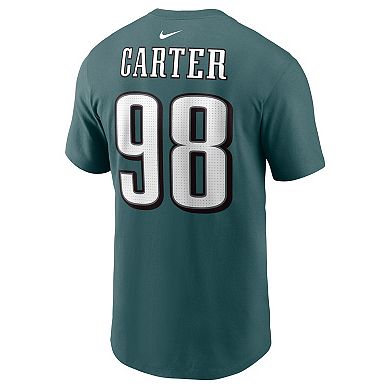 Men's Nike Jalen Carter Midnight Green Philadelphia Eagles 2023 NFL Draft First Round Pick Player Name & Number T-Shirt