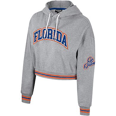 Women's The Wild Collective Heather Gray Florida Gators Cropped Shimmer Pullover Hoodie