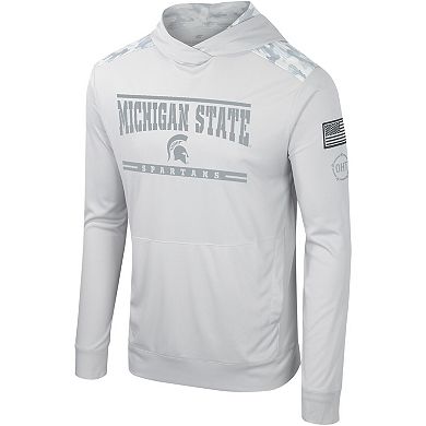 Men's Colosseum Gray Michigan State Spartans OHT Military Appreciation Long Sleeve Hoodie T-Shirt