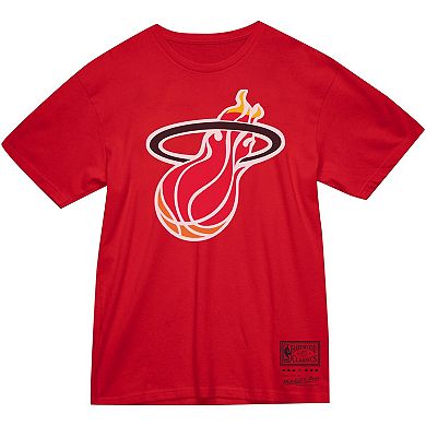 Unisex Mitchell & Ness  Red Miami Heat Hardwood Classics MVP Throwback Logo T-Shirt